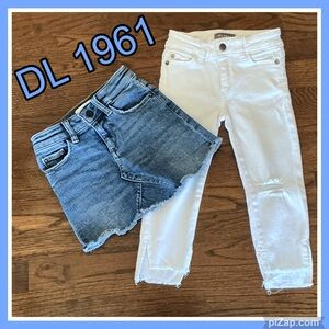 DL 1961 ~Denim Skirt & White Distressed Jeans ~ Sz 3 Little Girls